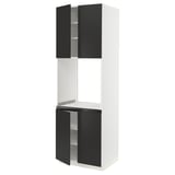 SEKTION High cabinet for oven w 4 doors, white/Nickebo matt anthracite, 30x24x90 "