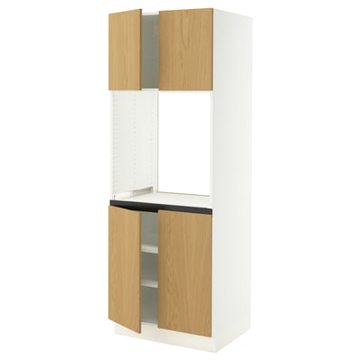 SEKTION High cabinet for oven w 4 doors, white/Sinarp oak veneer, 30x24x80 "