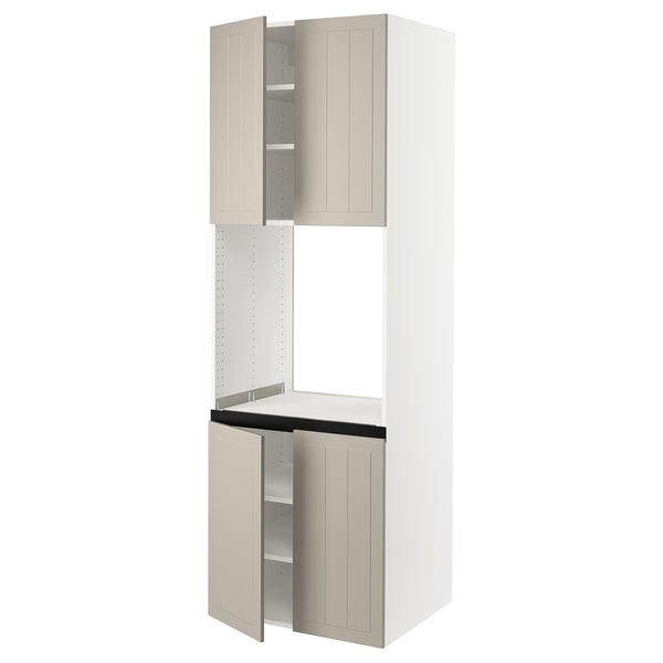 SEKTION High cabinet for oven w 4 doors, white/Stensund beige, 30x24x90 "