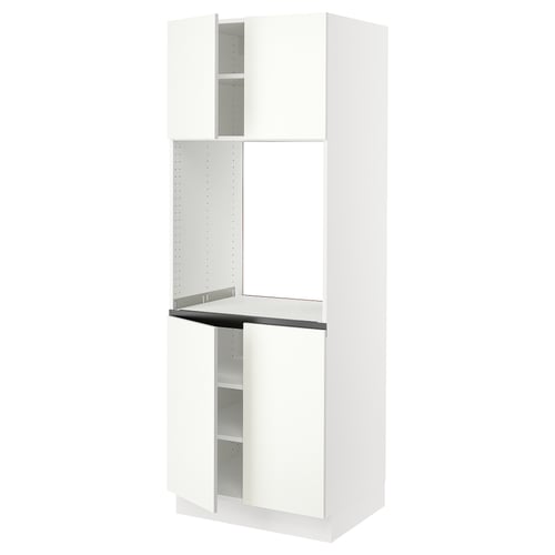 White SEKTION kitchen cabinet with high and low sections, two doors.