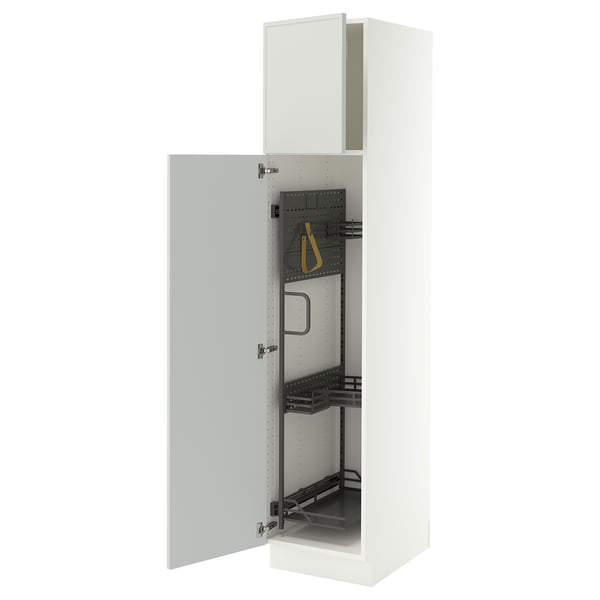 SEKTION High cabinet/pull-out int fittings, white/Aspudden light gray, 18x24x80 "