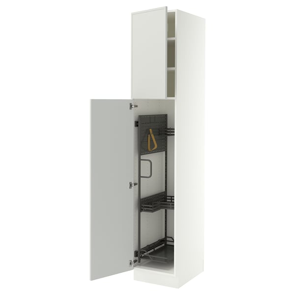 SEKTION High cabinet/pull-out int fittings, white/Aspudden light gray, 18x24x90 "