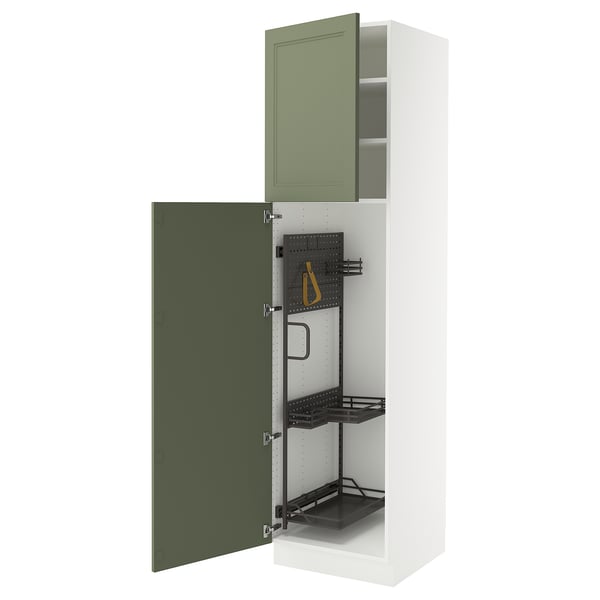 SEKTION High cabinet/pull-out int fittings, white/Axstad gray-green, 24x24x90 "