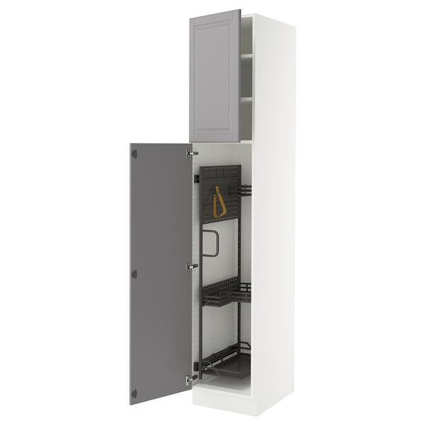 SEKTION High cabinet/pull-out int fittings, white/Bodbyn gray, 18x24x90 "