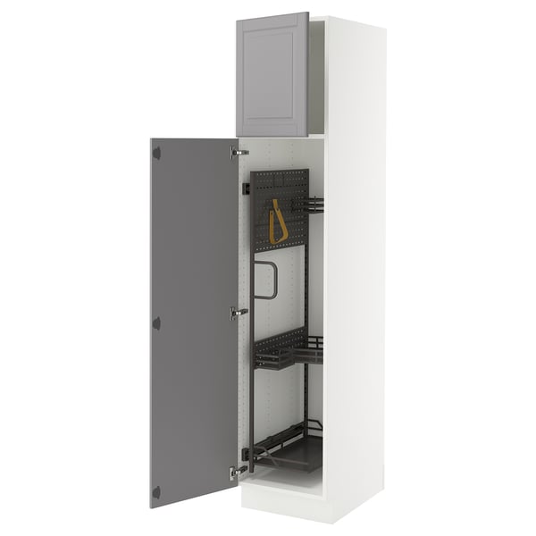 SEKTION High cabinet/pull-out int fittings, white/Bodbyn gray, 18x24x80 "