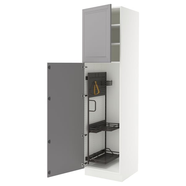 SEKTION High cabinet/pull-out int fittings, white/Bodbyn gray, 24x24x90 "