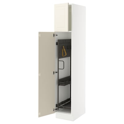 SEKTION High cabinet/pull-out int fittings, white/Bodbyn off-white, 15x24x80 "
