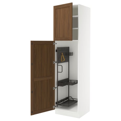 SEKTION High cabinet/pull-out int fittings, white Enköping/brown walnut effect, 24x24x90 "