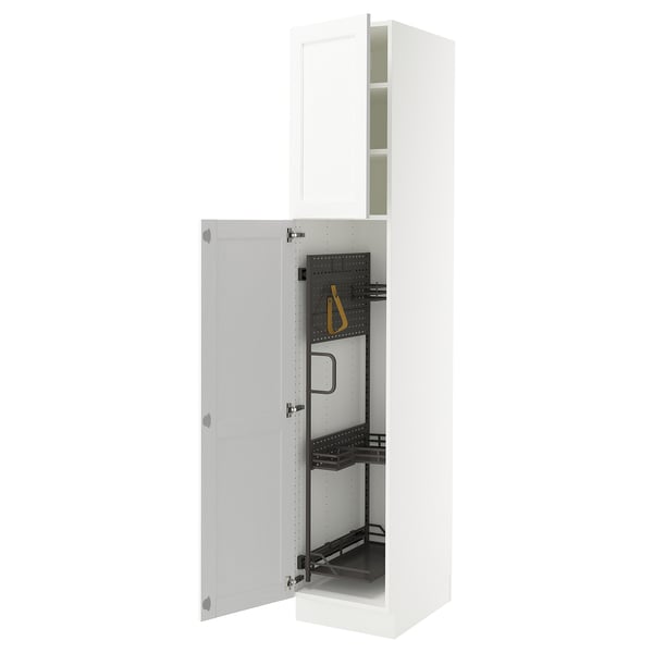 SEKTION High cabinet/pull-out int fittings, white Enköping/white wood effect, 18x24x90 "