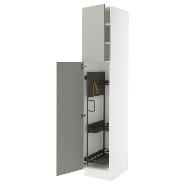 SEKTION High cabinet/pull-out int fittings, white/Havstorp light gray, 18x24x90 "