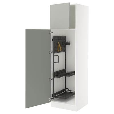 SEKTION High cabinet/pull-out int fittings, white/Havstorp light gray, 24x24x80 "