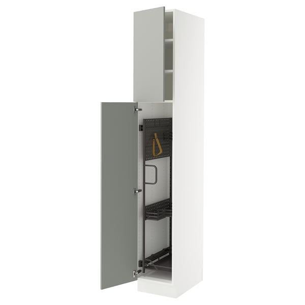 SEKTION High cabinet/pull-out int fittings, white/Havstorp light gray, 15x24x90 "