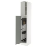 SEKTION High cabinet/pull-out int fittings, white/Havstorp light gray, 15x24x90 "