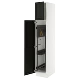 SEKTION High cabinet/pull-out int fittings, white/Lerhyttan black stained, 15x24x80 "
