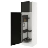SEKTION High cabinet/pull-out int fittings, white/Lerhyttan black stained, 24x24x80 "