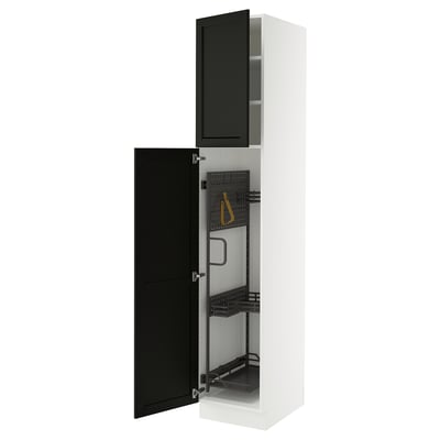 SEKTION High cabinet/pull-out int fittings, white/Lerhyttan black stained, 18x24x90 "