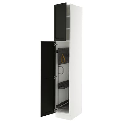 SEKTION High cabinet/pull-out int fittings, white/Lerhyttan black stained, 15x24x90 "