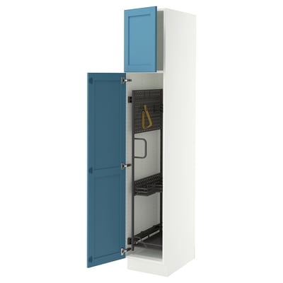 SEKTION High cabinet/pull-out int fittings, white/Lerhyttan blue, 15x24x80 "