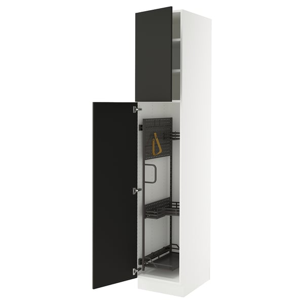 SEKTION High cabinet/pull-out int fittings, white/Nickebo matt anthracite, 18x24x90 "