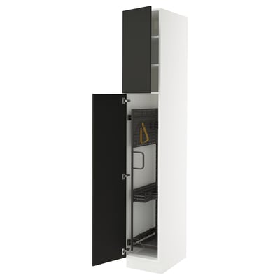 SEKTION High cabinet/pull-out int fittings, white/Nickebo matt anthracite, 15x24x90 "