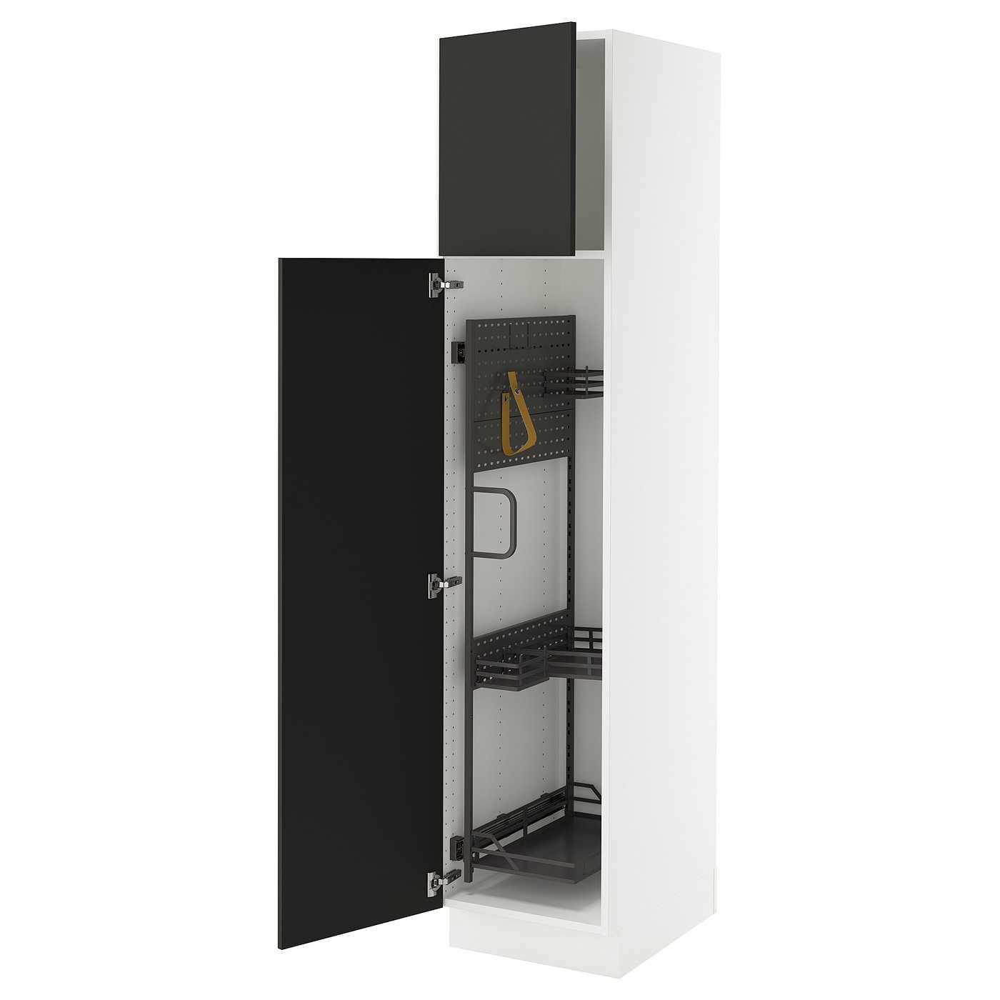 SEKTION high cabinet/pull-out int fittings, white/Vedhamn oak