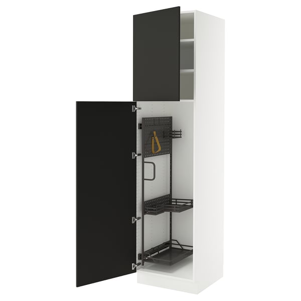 SEKTION High cabinet/pull-out int fittings, white/Nickebo matt anthracite, 24x24x90 "