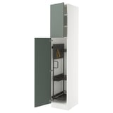 SEKTION High cabinet/pull-out int fittings, white/Nickebo matt grey-green, 18x24x90 "