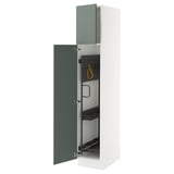 SEKTION High cabinet/pull-out int fittings, white/Nickebo matt grey-green, 15x24x80 "
