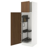 SEKTION High cabinet/pull-out int fittings, white/Tistorp brown walnut effect, 24x24x80 "