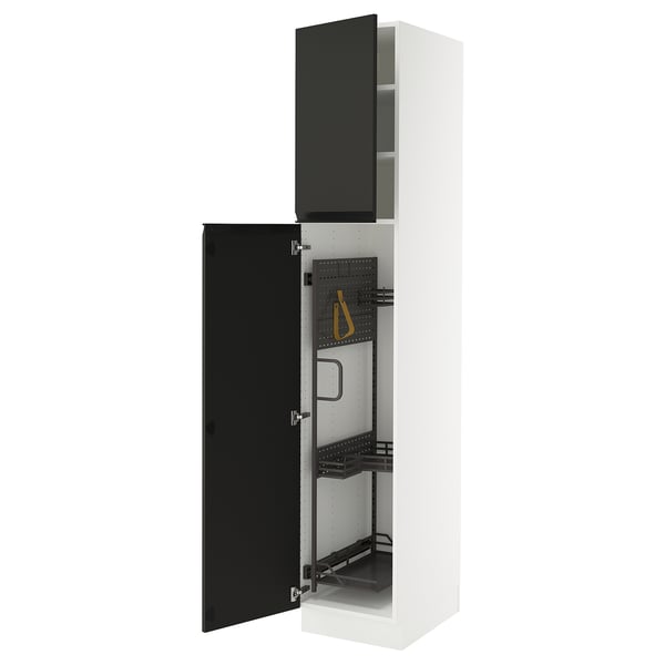 SEKTION High cabinet/pull-out int fittings, white/Upplöv matt anthracite, 18x24x90 "