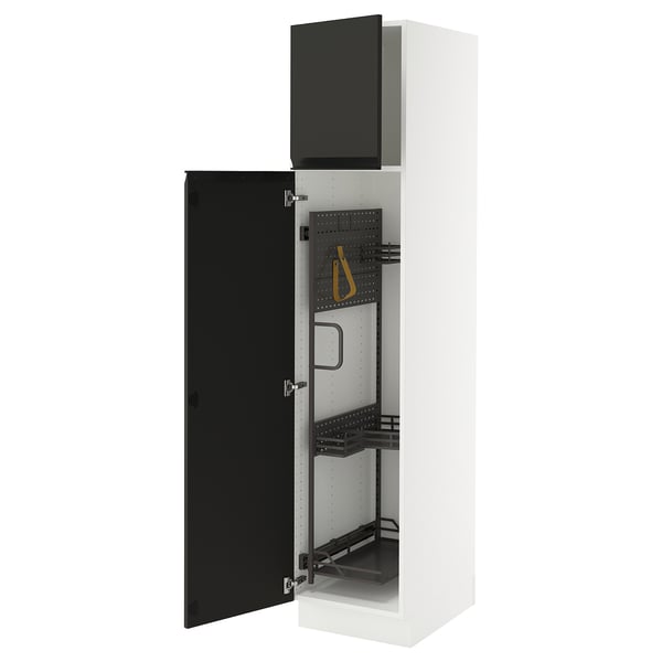 SEKTION High cabinet/pull-out int fittings, white/Upplöv matt anthracite, 18x24x80 "