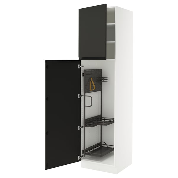 SEKTION High cabinet/pull-out int fittings, white/Upplöv matt anthracite, 24x24x90 "
