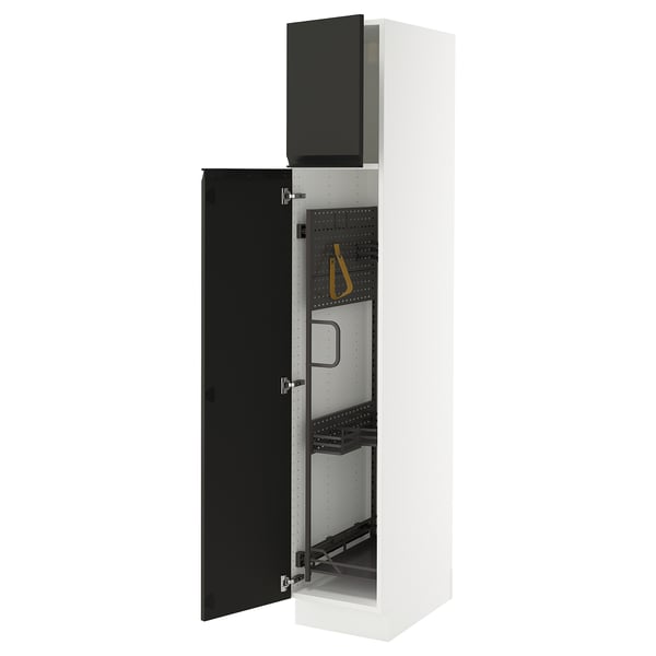 SEKTION High cabinet/pull-out int fittings, white/Upplöv matt anthracite, 15x24x80 "