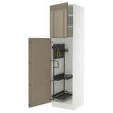 SEKTION High cabinet/pull-out int fittings, white/Voxtorp high-gloss dark grey-brown, 24x24x90 "