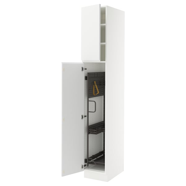 SEKTION High cabinet/pull-out int fittings, white/Voxtorp matt white, 15x24x90 "