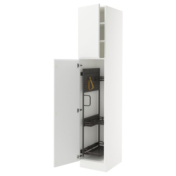 SEKTION High cabinet/pull-out int fittings, white/Voxtorp matt white, 18x24x90 "
