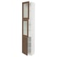 SEKTION High cabinet w 2 glass drs/1 door, white Enköping/brown walnut effect, 18x15x90 "