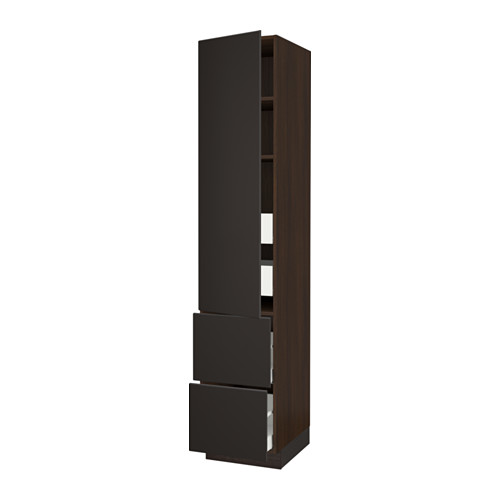 SEKTION High cabinet w/door & 4 drawers - wood effect brown, Ma