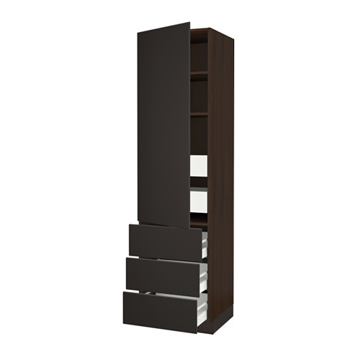 SEKTION High cabinet w/door & 5 drawers - wood effect brown, Ma