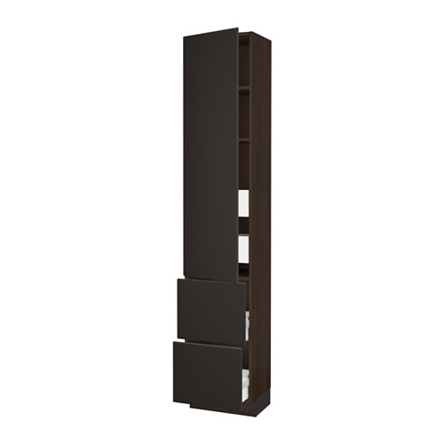 SEKTION High cabinet w/door & 4 drawers - wood effect brown, Ma