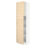 SEKTION High cabinet w door/wire baskets, white/Askersund light ash effect, 24x24x90 "