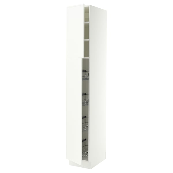SEKTION High cabinet w door/wire baskets, white/Aspudden matt white, 15x24x90 "