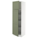 SEKTION High cabinet w door/wire baskets, white/Axstad gray-green, 24x24x80 "