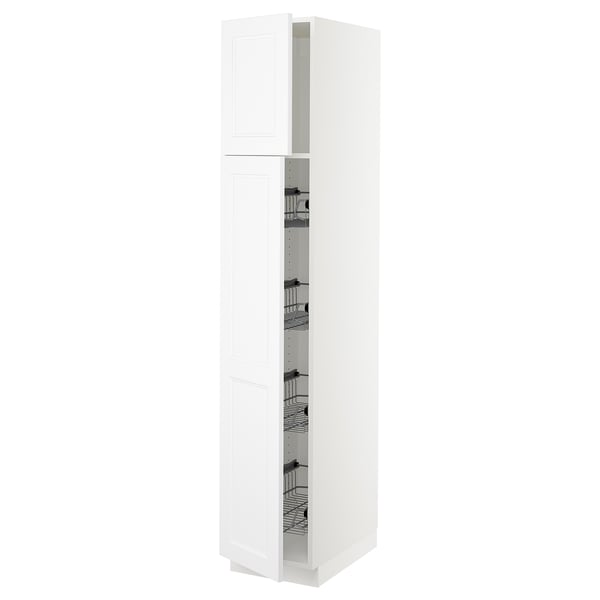 SEKTION High cabinet w door/wire baskets, white/Axstad matt white, 15x24x80 "
