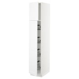 SEKTION High cabinet w door/wire baskets, white/Axstad matt white, 15x24x80 "