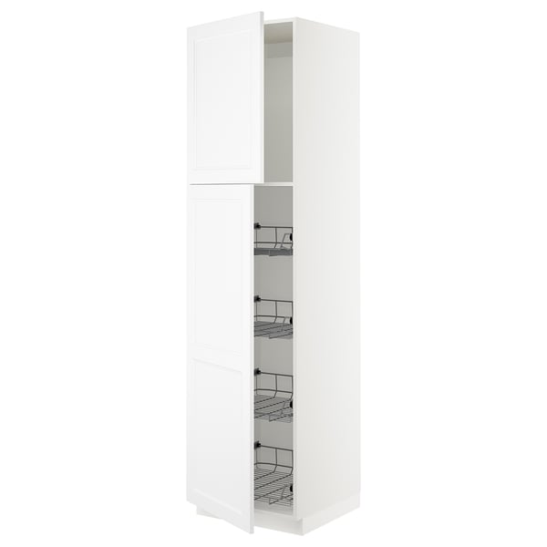 SEKTION High cabinet w door/wire baskets, white/Axstad matt white, 24x24x90 "