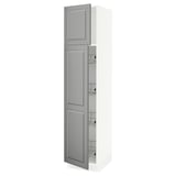 SEKTION High cabinet w door/wire baskets, white/Bodbyn gray, 18x24x80 "