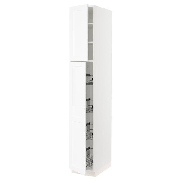 SEKTION High cabinet w door/wire baskets, white Enköping/white wood effect, 15x24x90 "