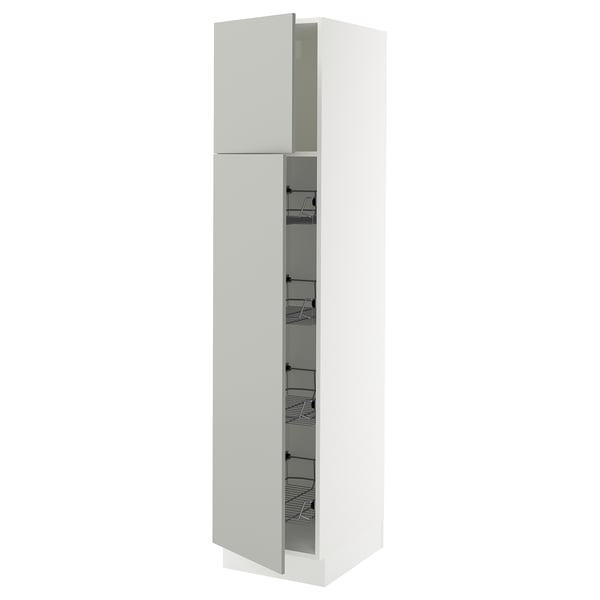 SEKTION High cabinet w door/wire baskets, white/Havstorp light gray, 18x24x80 "