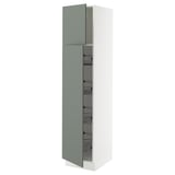 SEKTION High cabinet w door/wire baskets, white/Nickebo matt grey-green, 18x24x80 "